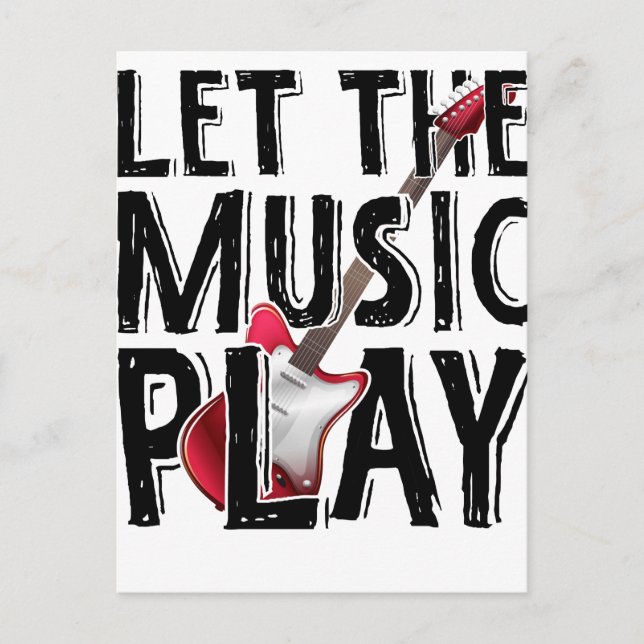 Carte Postale Laissez La Musique Jouer La Guitare Électrique (Devant)