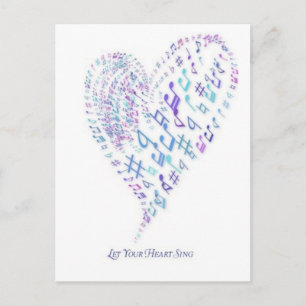 Carte Postale Laissez votre coeur chanter - Coeur fait de notes 