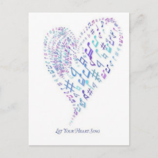 Carte Postale Laissez votre coeur chanter - Coeur fait de notes 