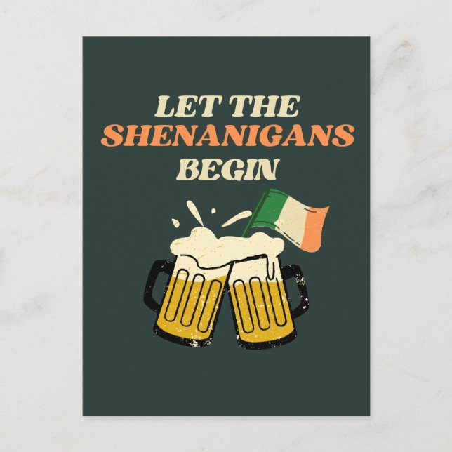Carte Postale Laissons les Shenanigans commencer drôle Saint Pat (Devant)