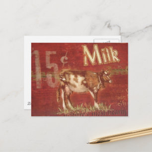 Carte Postale Lait de vache laitière vintage 15 cents