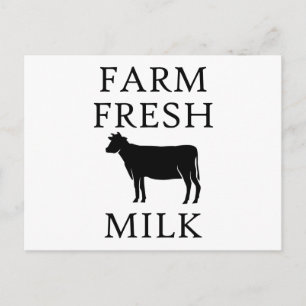 Carte Postale Lait frais de ferme, vache