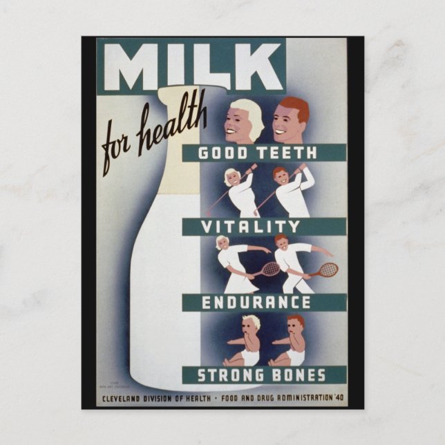 Carte Postale Lait Pour La Santé (Devant)