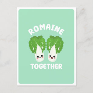 Carte Postale Laitue Romaine Kawaii Couple Légume Alimentation J