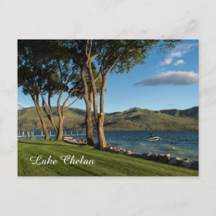 Carte Postale Lake Chelan Washington State Boat & Trees Travel