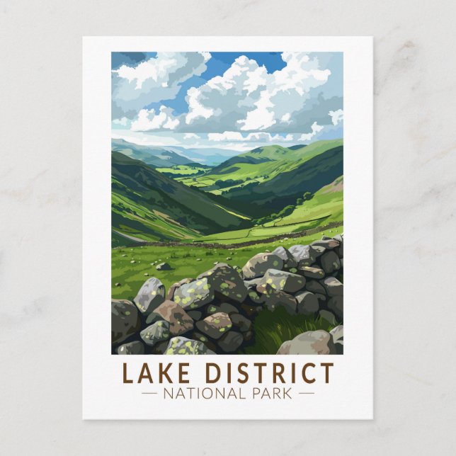 Carte Postale Lake District National Park Travel Art Vintage (Devant)
