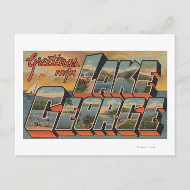 Carte Postale Lake George, New York - Scènes à grandes lettres (Devant)
