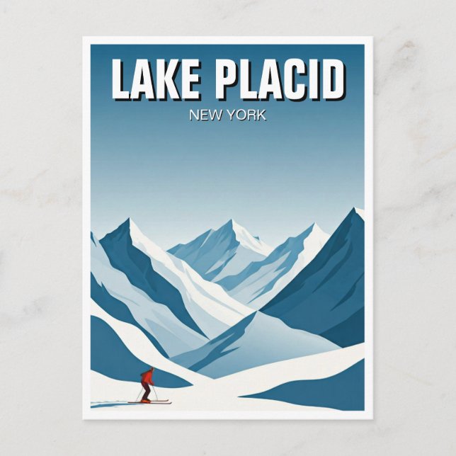 Carte Postale Lake Placid New York Skieur Travel (Devant)