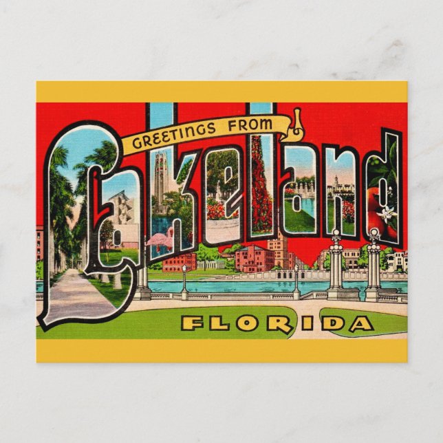 Carte Postale Lakeland Floride Rétro (Devant)