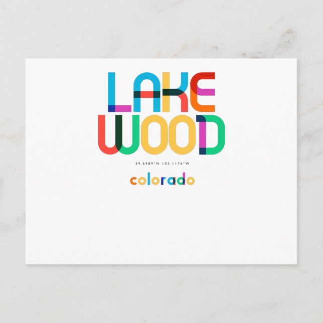 Carte Postale Lakewood Colorado Mid Century, Pop Art, (Devant)