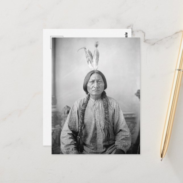 Carte Postale Lakota Leader assis Bull Amérindien (Devant/Arrière en situation)