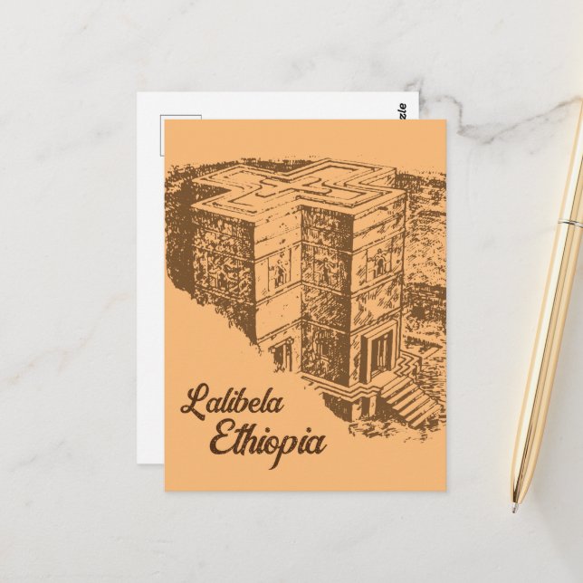 Carte Postale Lalibela Éthiopie (Devant/Arrière en situation)