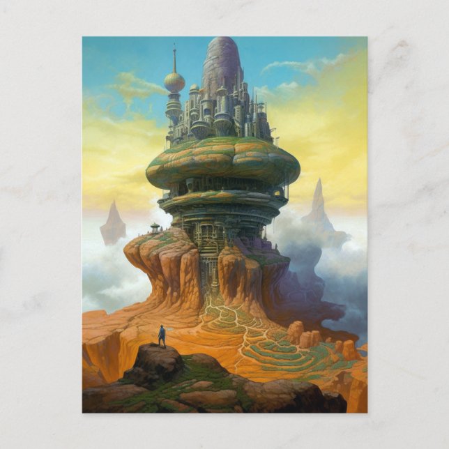 Carte Postale L'Alien futuriste City Sci-Fi Art (Devant)