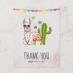 Carte Postale Lama cool en Merci lunettes de soleil en forme de 