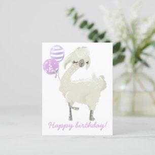 Carte Postale Lama Dansant Mignon avec Ballons - Anniversaire En