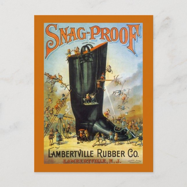 CARTE POSTALE LAMBERTVILLE RUBBER SNAG-PROOF BOOT AD ELVES ~PC (Devant)