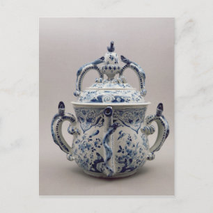 Carte Postale Lambeth Delware pot, bleu et blanc