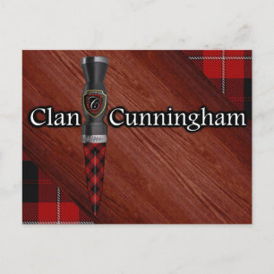 Carte Postale Lame de Sgian Dubh tartan Clan Cunningham