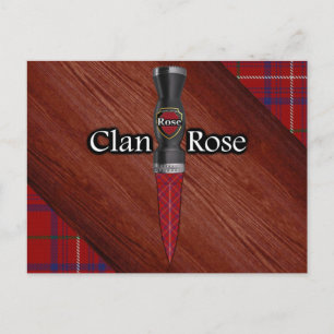 Carte Postale Lame de Sgian Dubh Tartan Clan Rose