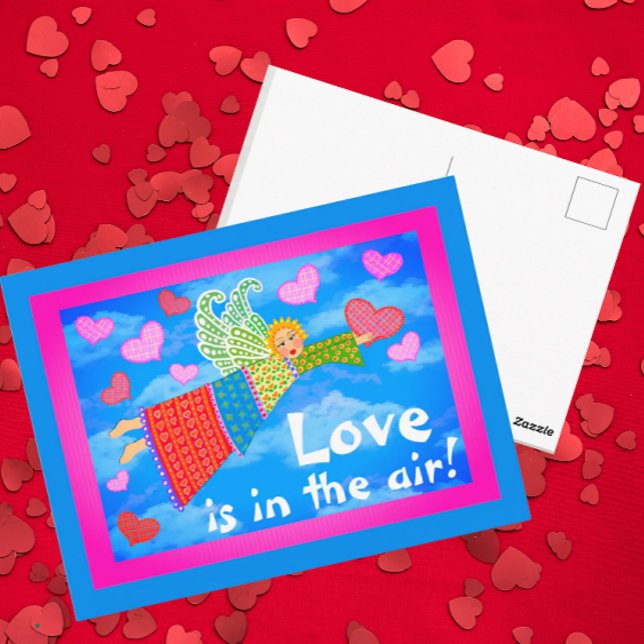 Carte Postale L'amour dans l'ange de l'air avec les coeurs (Thrifty postcards!)