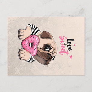Carte Postale L'amour de chien Pug est un beau cadeau, idée cade