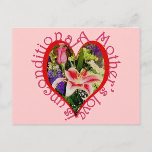 Carte Postale L'amour de la mère est un coeur et des fleurs inco