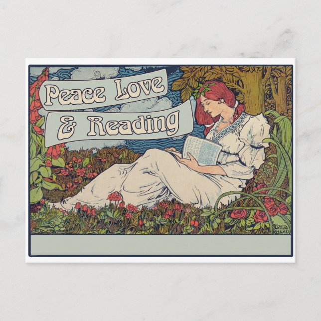 Carte Postale L'amour de la paix et la lecture (Devant)