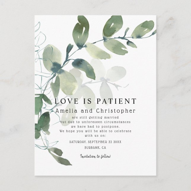 Carte Postale L'amour de l'eucalyptus moderne est patient Change (Devant)