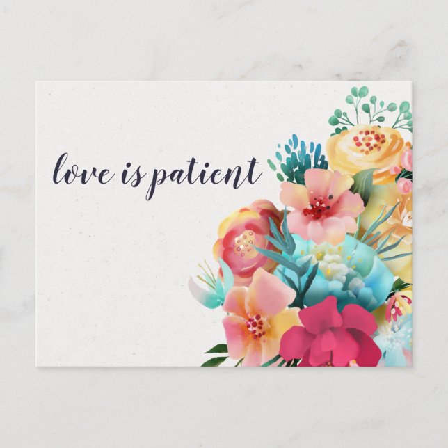 Carte Postale L'amour du Mariage floral est patient Changer la d (Devant)