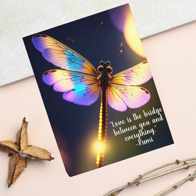 Carte Postale L'amour est la libellule du pont Rumi Citation (A great mood pick-me-up to send to those you love.)