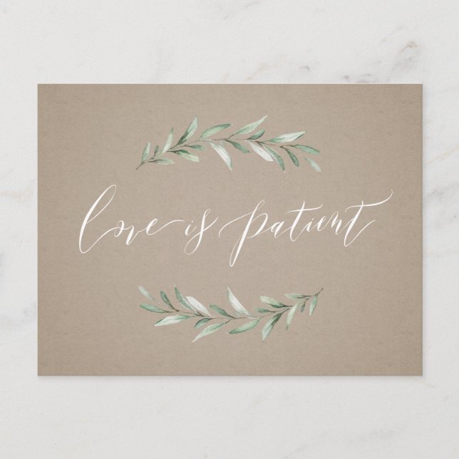 Carte Postale L'amour est la patiente verdure mariage ajournemen (Devant)