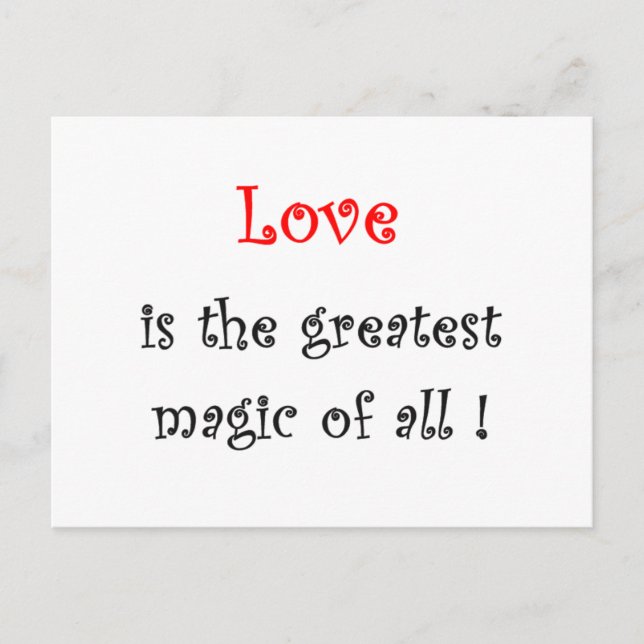 Carte Postale L'amour est la plus grande magie de toutes !-carte (Devant)