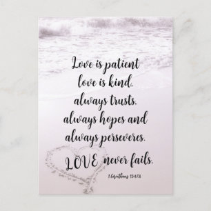 Carte Postale L'amour est Patient Bible Verse Ocean Beach Mariag