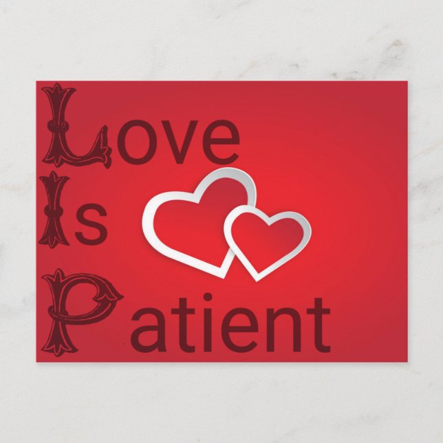 Carte Postale L'amour est patient en rouge (Devant)