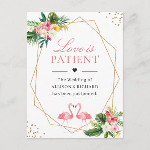 Carte Postale L'amour est Patient Tropical Floral Flamant rose g