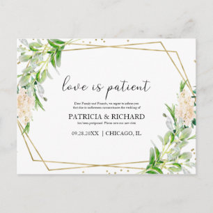 Carte Postale L'amour est patient Verdure Nouvelle Date Mariage