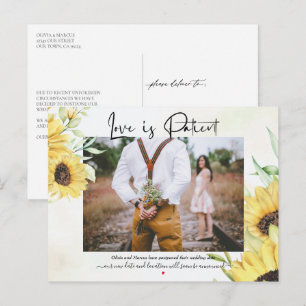 Carte Postale L'amour est Patient Yellow Sunflowers Postponement