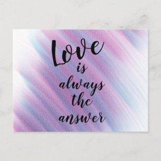 Carte Postale L'amour est toujours la réponse Citation pourpre v