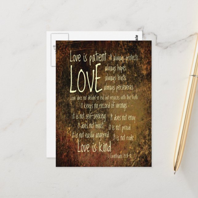 Carte Postale L'Amour Est Un Mélange De Patients (Devant/Arrière en situation)