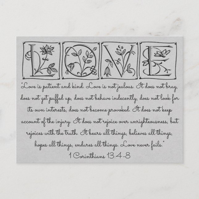 Carte Postale L'amour est un Patient-Genre-Jamais échoue~Écritur (Devant)