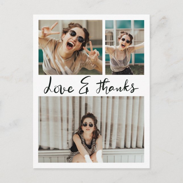 Carte Postale L'Amour Et Merci Mis À La Main Trois Photos De Dip (Devant)