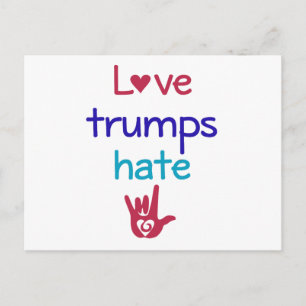 Carte Postale L'amour l'emporte sur la haine contre Trump