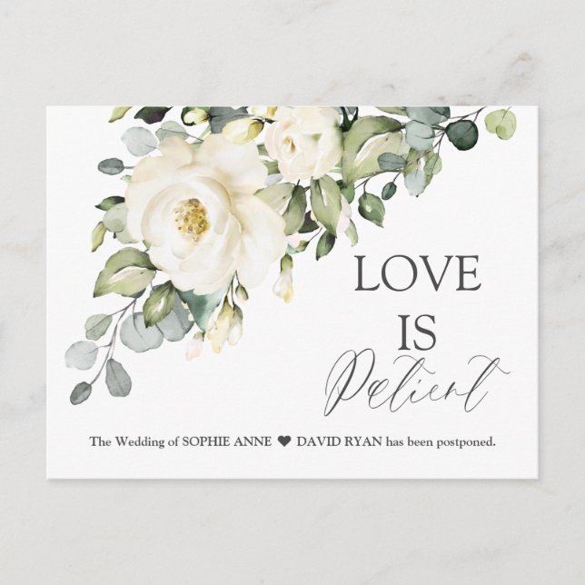 Carte Postale L'amour moderne est patient Blanc Floral Mariage M (Devant)