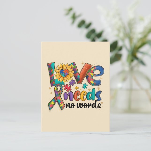 Carte Postale L'amour n'a pas besoin de mots - Sensibilisation s (Debout devant)