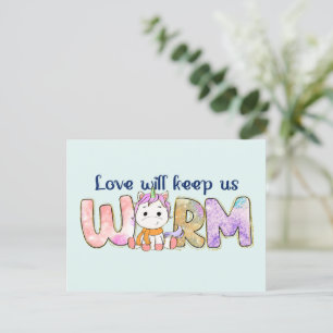 Carte Postale L'Amour Nous Tiendra Chauds Adorable Unicorn Win
