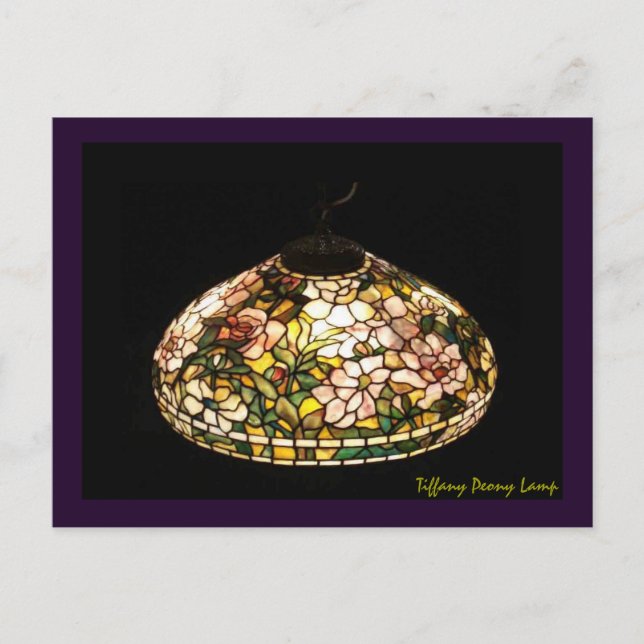 Carte Postale Lampe de pivoine Tiffany Art américain (Devant)