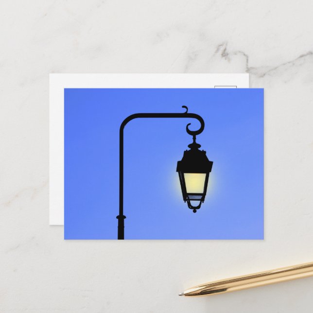 Carte Postale Lampe de rue antique (Devant/Arrière en situation)