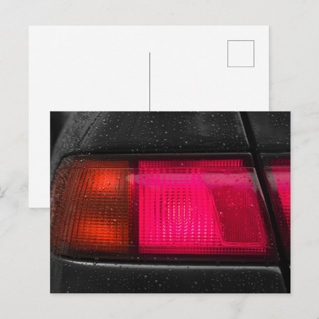 Carte Postale Lampe de voiture en pluie (Devant / Derrière)