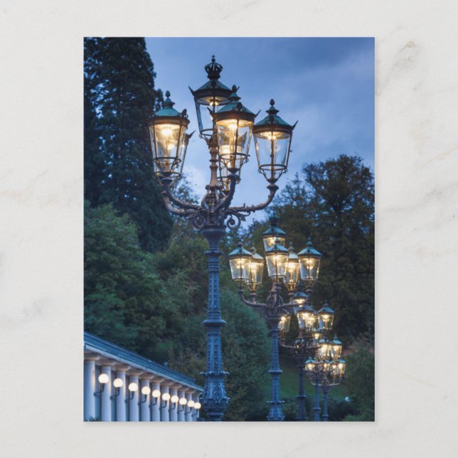 Carte Postale Lampes de rue la nuit, Allemagne (Devant)