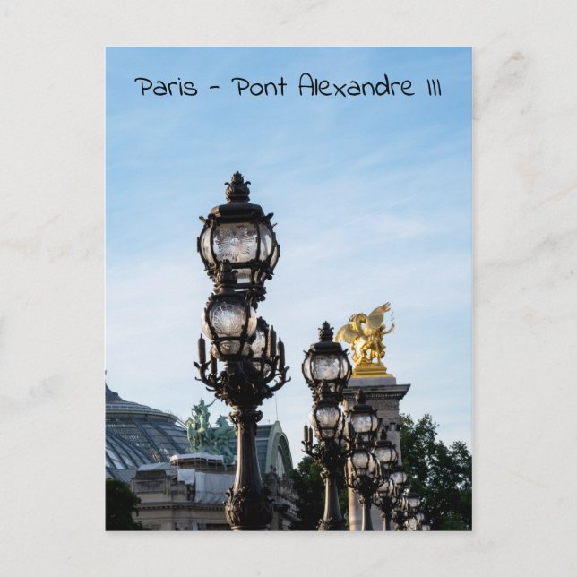 Carte Postale Lampes sur Pont Alexandre III - Paris, France (Devant)